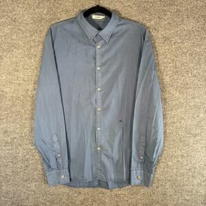 J Lindeberg Shirt Mens Large Blue Long Sleeve Button Up Chambray Golf Casual